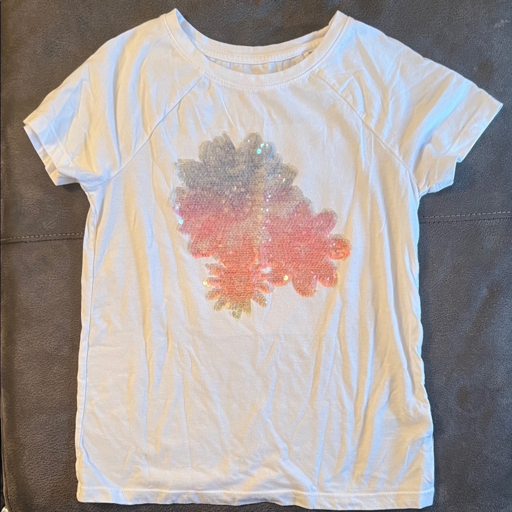 Cat & Jack White Sequin T-Shirt L (10/12)